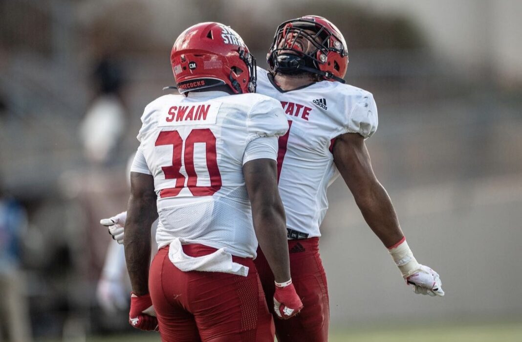 PHOTO COURTESY: Jacksonville State Football/Zion Webb celebrates TD vs. SFA