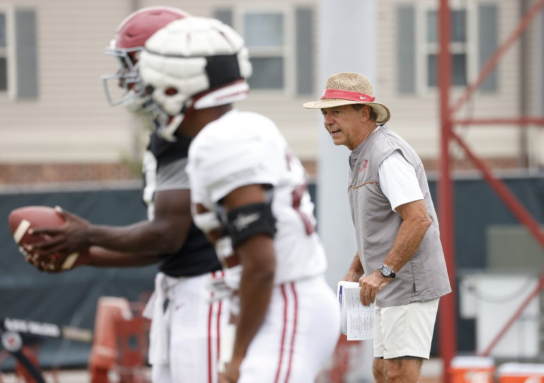 PHOTO: Courtesy Alabama Football, Nick Saban in preseason camp 2022