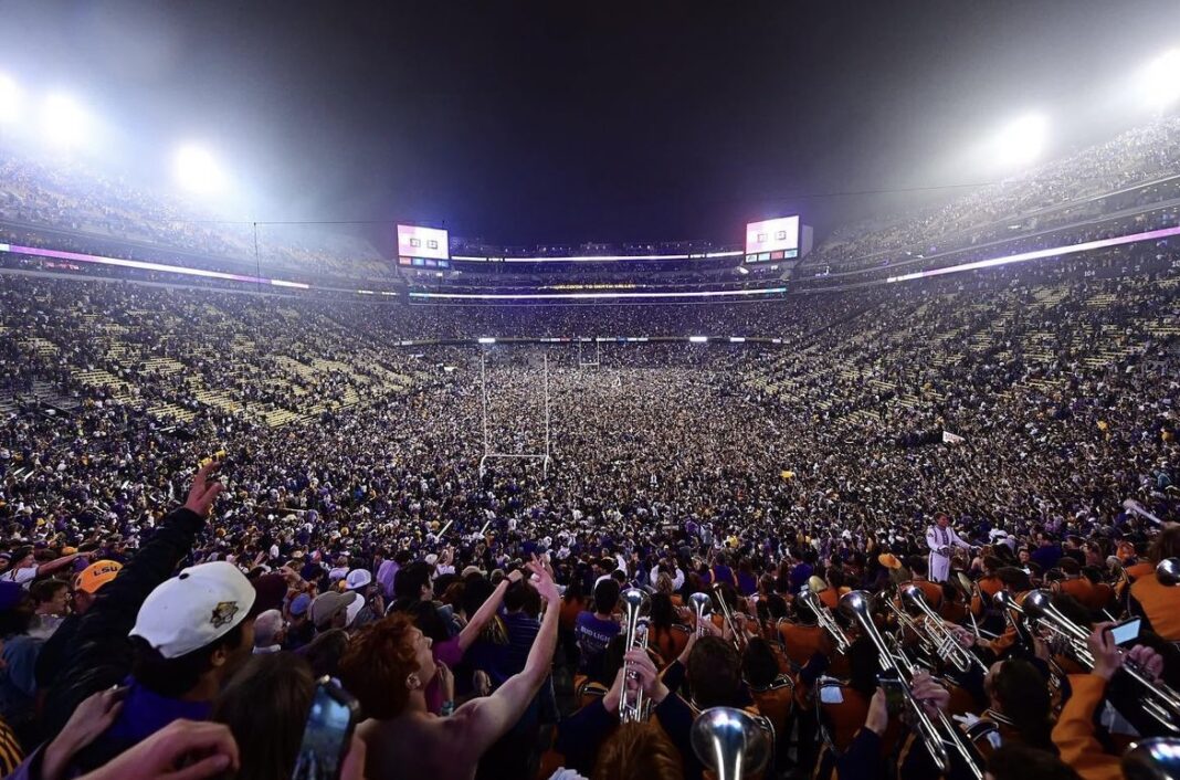 PHOTO: LSU FOOTBALL/Field Rush after win over Alabama in 2022